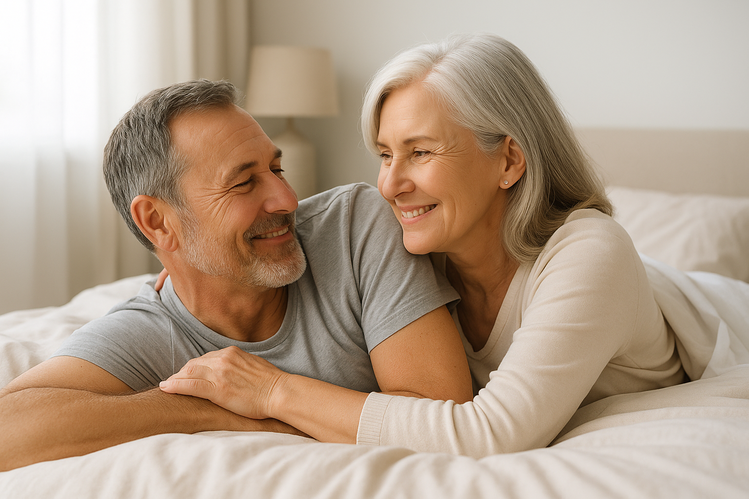 Happy mature couple relaxing together