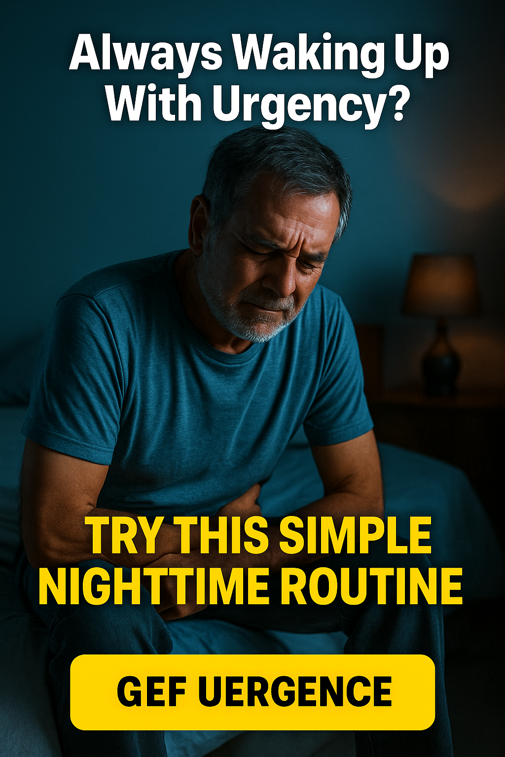 Man holding his abdomen at night, showing urgency and discomfort.